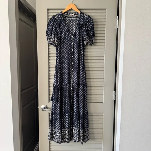 Faherty | Orinda Short Sleeve Maxi Dress in Lotus Floral Print - XXS - Picture 6 of 10